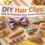 Colorful DIY hair clips made from different materials and designs.