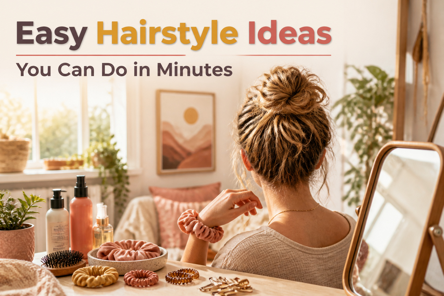 A collage of various easy hairstyles displayed on models.