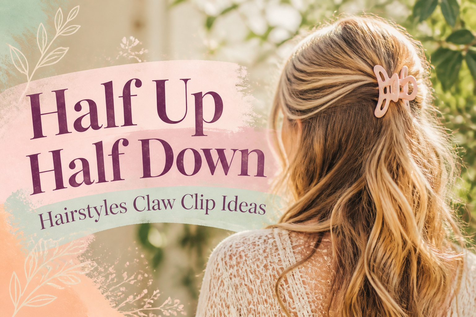 A collection of various half-up half-down hairstyles using claw clips.