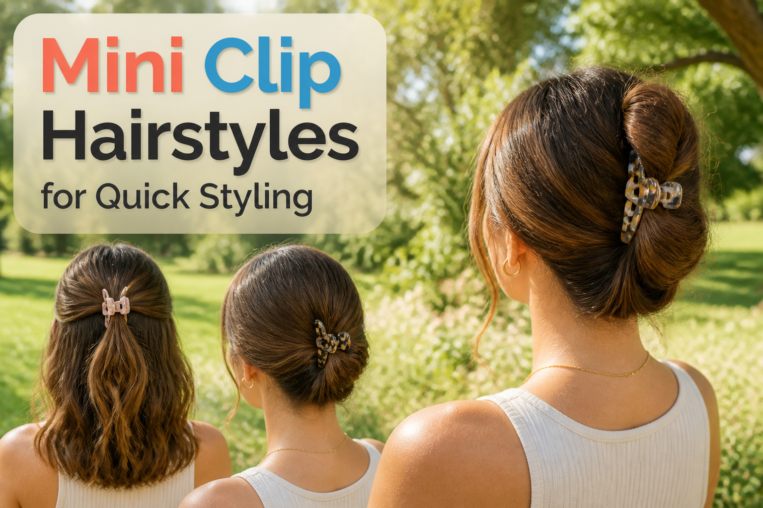 Model wearing winter attire with hair styled using mini clips.
