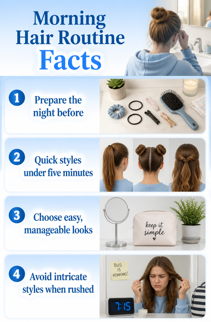 8 Simple Hairstyle Types for School: Quick Morning Styles for 2026 10 Hair tools arranged on a bathroom counter for morning routine.