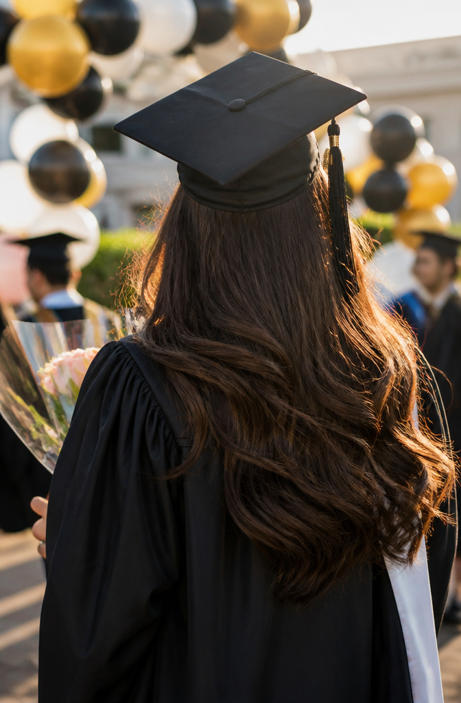 20 Down Hairstyles for Graduation That Work with a Cap 11 Graduate with a lively textured blowout hairstyle during graduation.