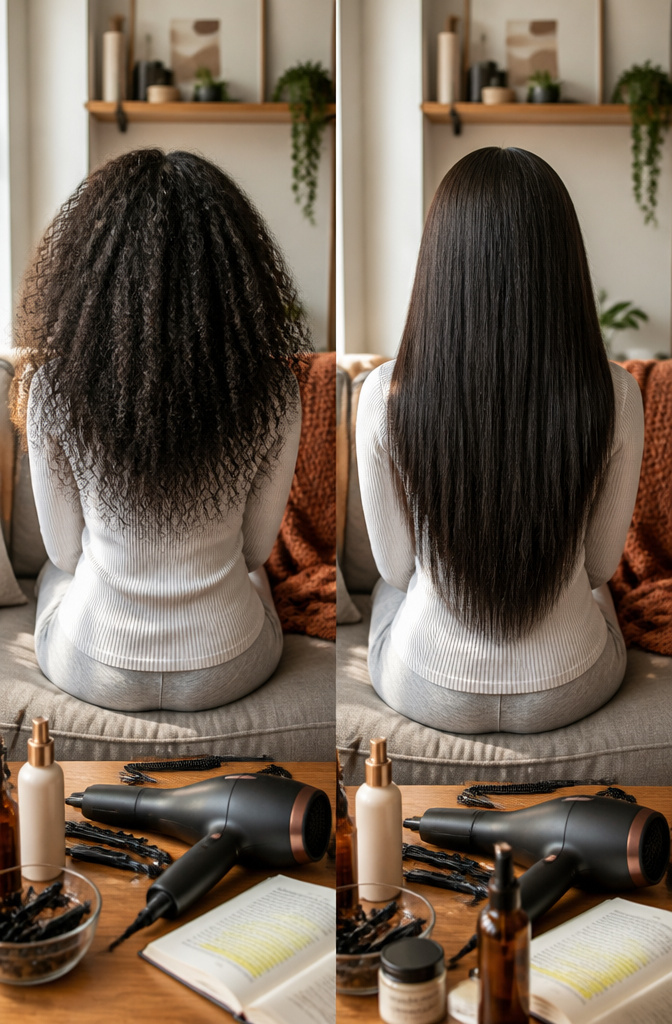 An information image discussing how often to straighten hair safely.