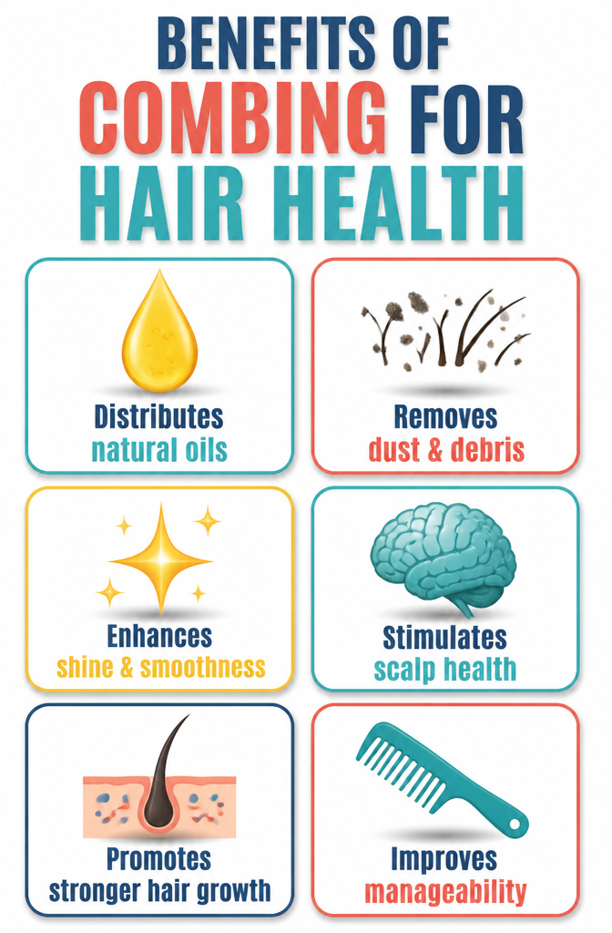 How to Comb Hair: 6 Ways to Style, Detangle, and Protect 12 Illustration showing the benefits of combing hair.