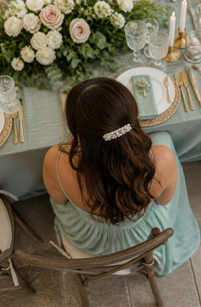 12 Bridesmaid Hairdo Ideas for 2026: Updos, Braids, Waves & More 12 Bridesmaid hair accessories including clips and pins.