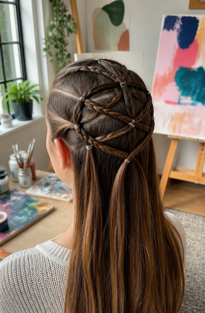 15 Quick Braided Hairstyles You Can Do in Minutes for 2026 14 Woman with straight hair styled in criss-cross braids.