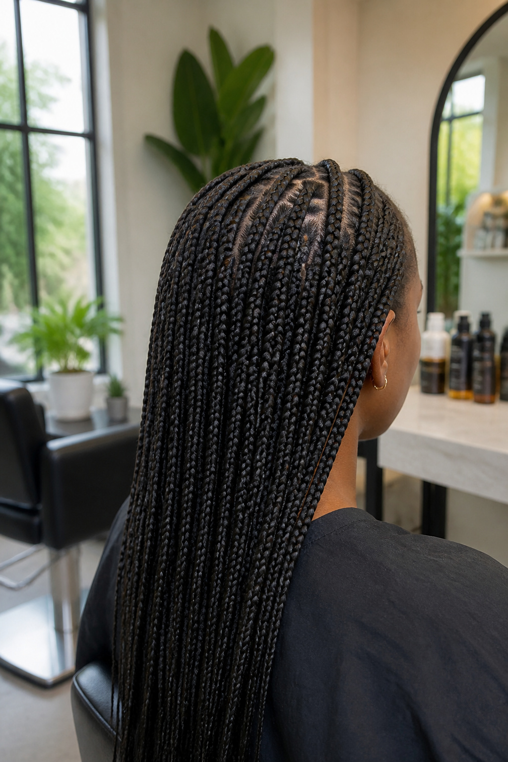 15 Crochet Braids Styles for 2026: From Box Braids to Butterfly Locs 15 Model with knotless crochet braids styled in a chic salon.