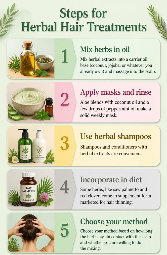 Instructions displayed for creating herbal hair treatments.