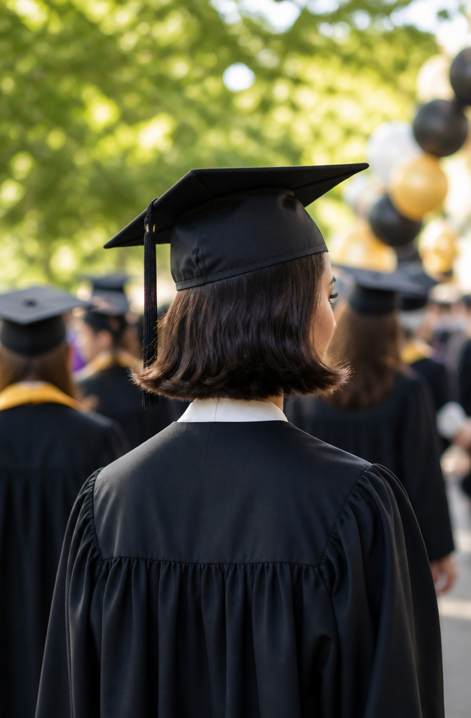 20 Down Hairstyles for Graduation That Work with a Cap 17 Graduate with a short blunt cut styled with playful back flips.