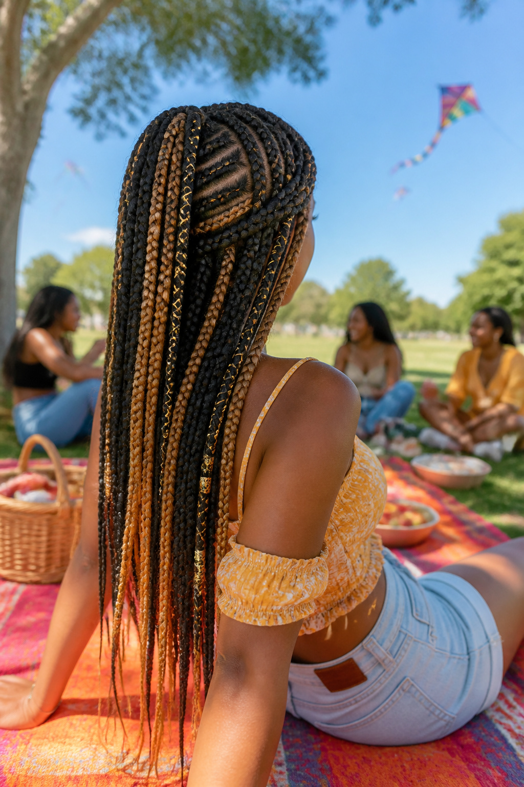 A woman demonstrating the protective and expressive qualities of braids.