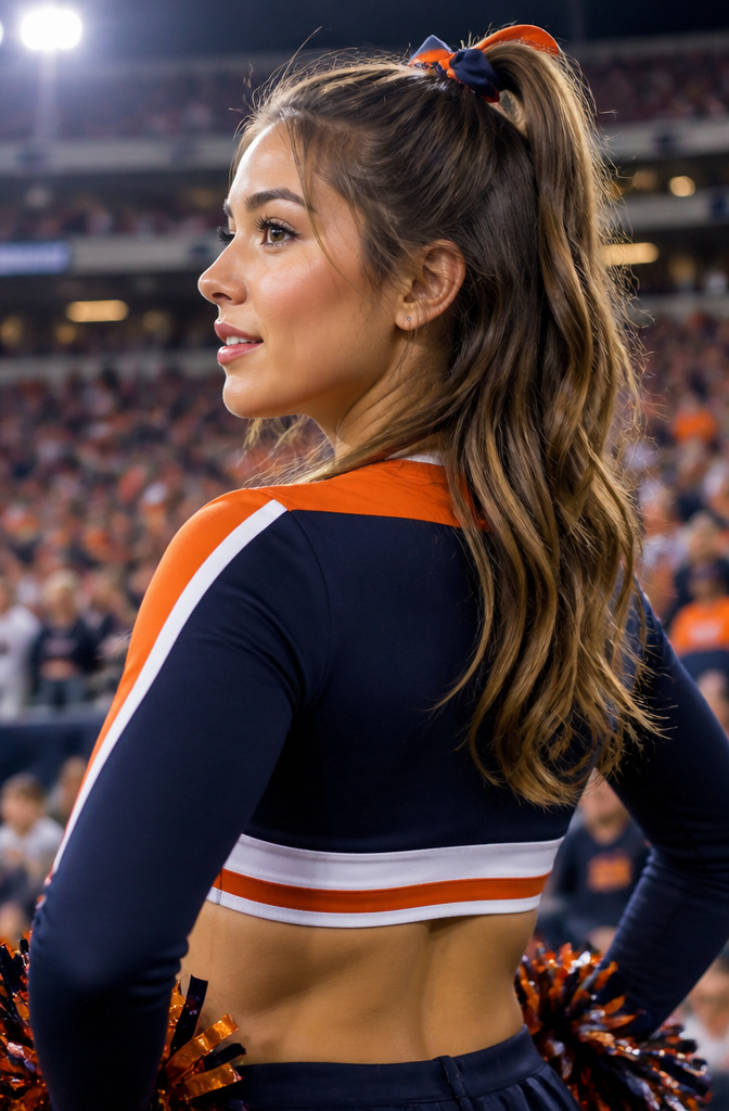 18 Cheer Hair Styles: Ideas for Every Practice and Competition 4 A cheerleader demonstrates a half-up ponytail hairstyle.