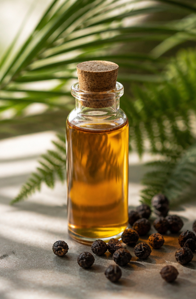 Dried saw palmetto berries arranged on a rustic table.