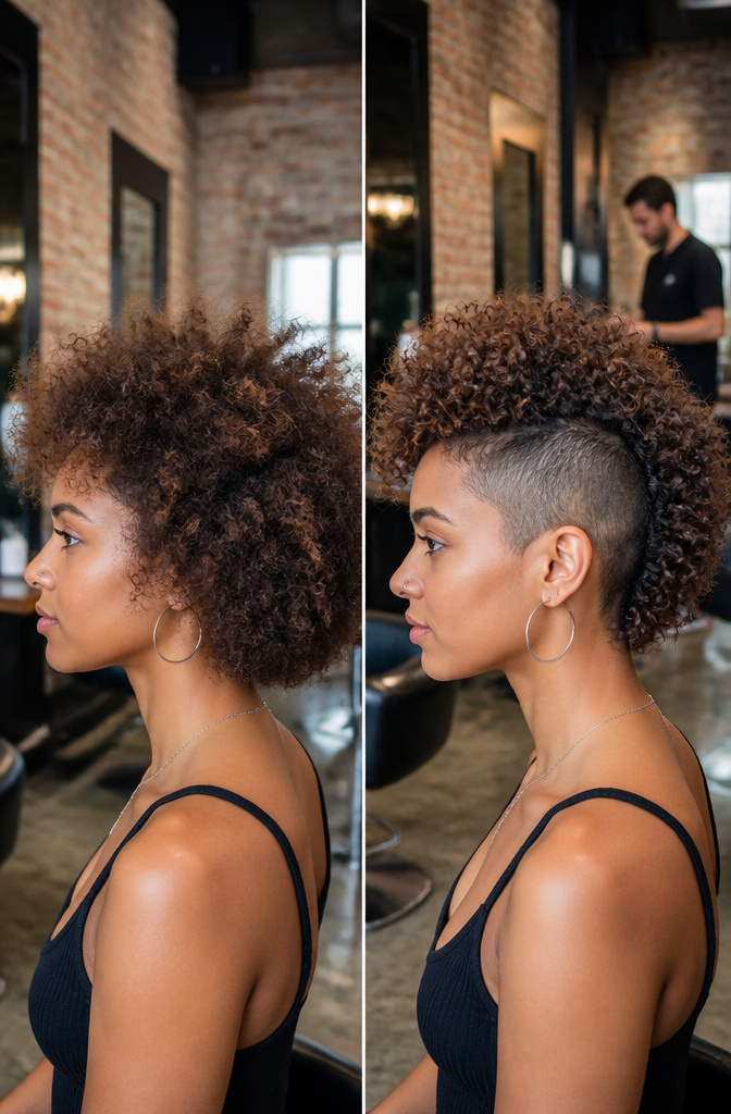 10 Cut Curly Hairstyles: Styles, Tips & What to Ask For in 2026 5 A model features a curly mohawk style with tight sides and full curls.