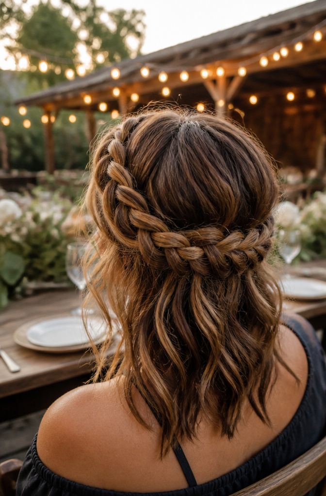 15 Quick Braided Hairstyles You Can Do in Minutes for 2026 6 Woman with medium-length hair styled in a braided crown.