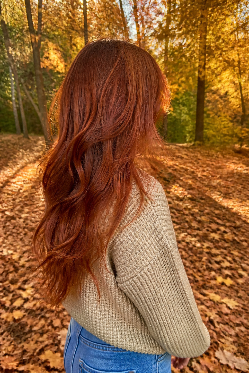 19 Trending Long Layered Hair with Bangs Styles for 2026 6 Model with piecey copper layers and matching bangs.