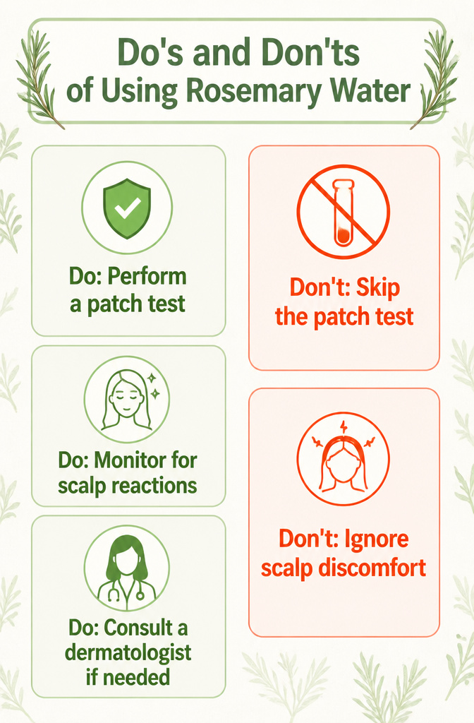 Rosemary Water for Hair Growth: How to Make and Use It at Home 6 Do's and don'ts of using rosemary water are outlined.