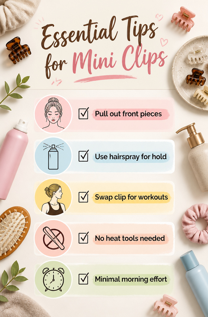5 Mini Clip Hairstyles for Quick Styling in 2026 7 Information image with tips for styling with mini clips.