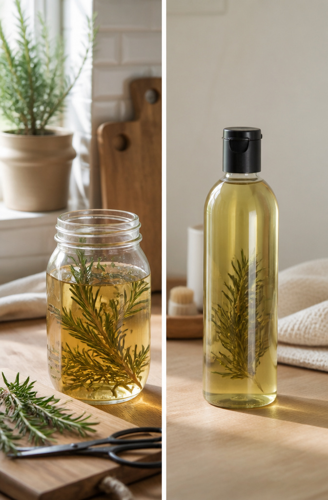 Rosemary Water for Hair Growth: How to Make and Use It at Home 7 A photo illustrating homemade rosemary water preparation.