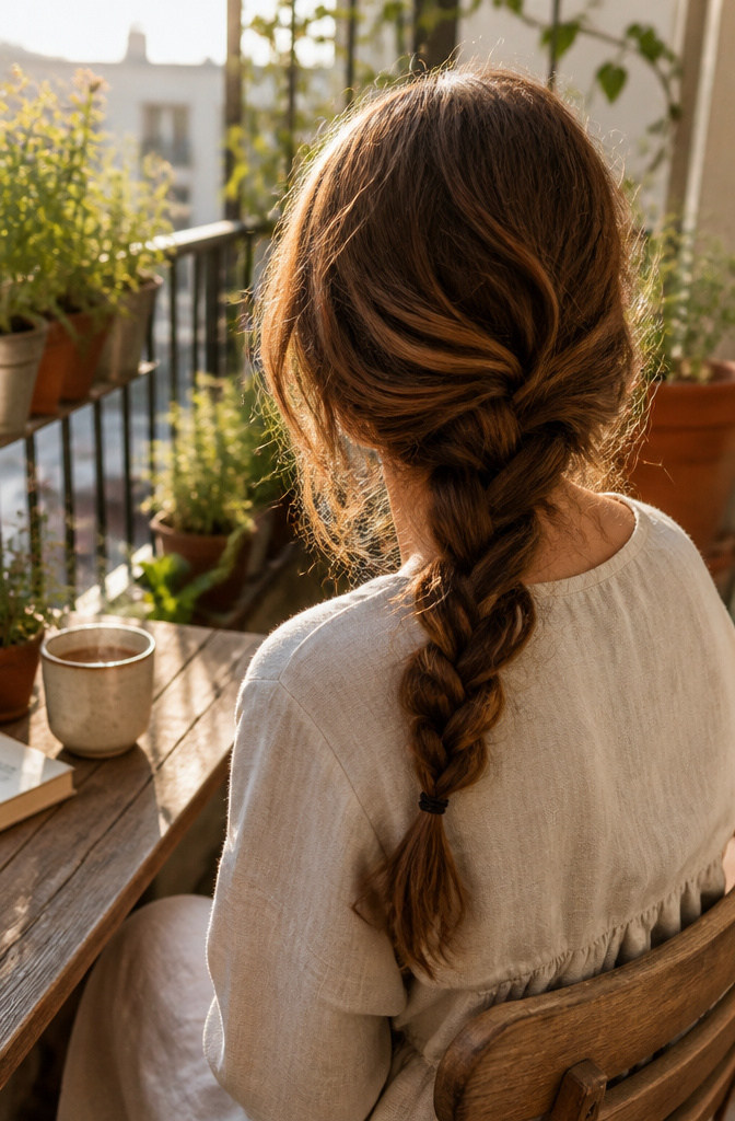 20 Easy Hairstyle Ideas You Can Do in Minutes (2026) 7 A model with a soft, loose braid styled over her shoulder.