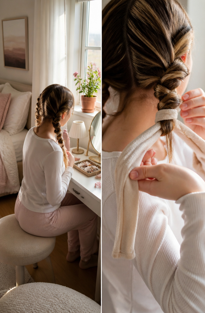 8 Simple Hairstyle Types for School: Quick Morning Styles for 2026 7 Girl with heatless curls displayed in a school setting.