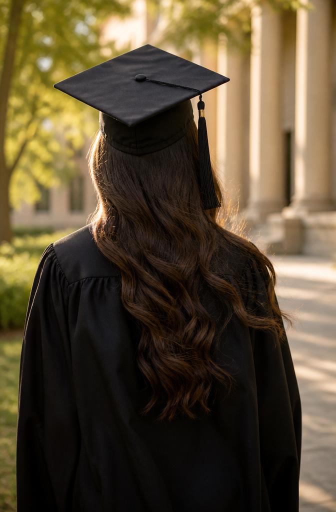 20 Down Hairstyles for Graduation That Work with a Cap 8 Graduate with deep side-swept waves elegantly styled for graduation.