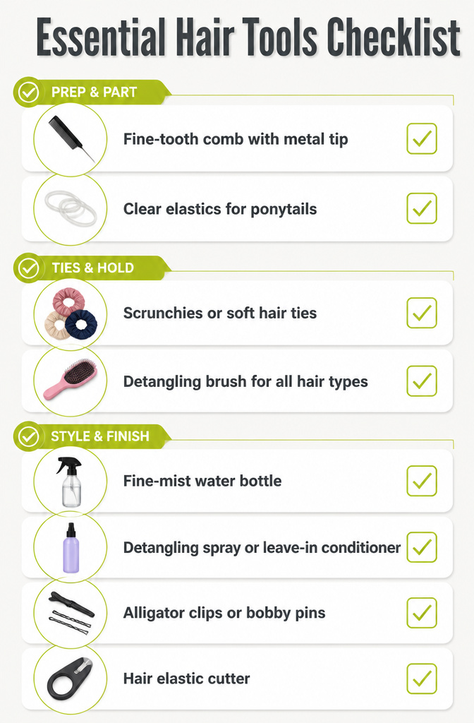 8 Simple Hairstyle Types for School: Quick Morning Styles for 2026 9 Checklist of essential hair tools for school hairstyles.
