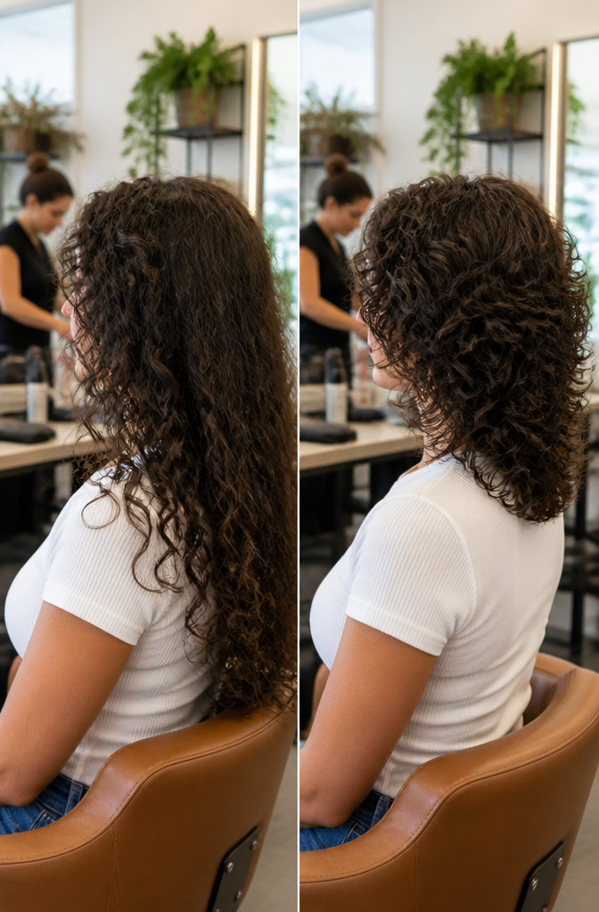10 Cut Curly Hairstyles: Styles, Tips & What to Ask For in 2026 9 A model showcases the butterfly cut with shorter layers and long back.