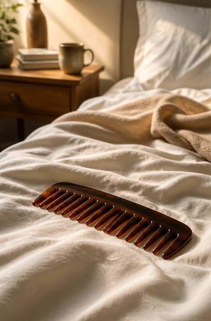 How to Comb Hair: 6 Ways to Style, Detangle, and Protect 9 Wide-tooth comb and hair putty on a countertop.